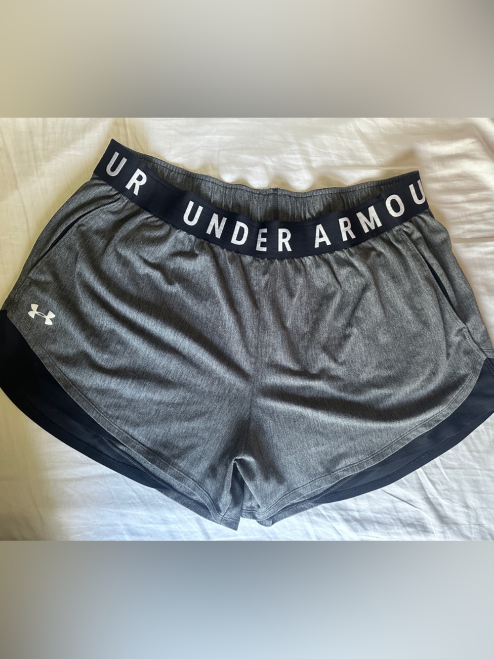 Under Armour Gray Performance Shorts with Branded Black Waistband